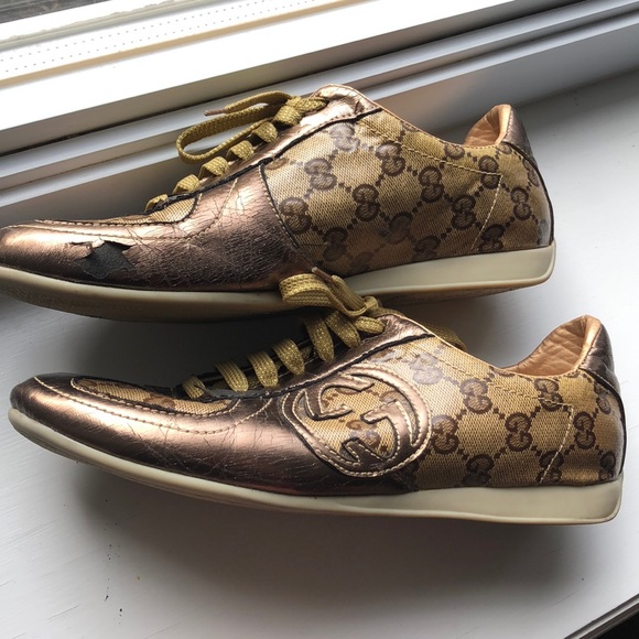 Gucci Shoes - VINTAGE GUCCI BRONZE TENNIS SNEAKERS